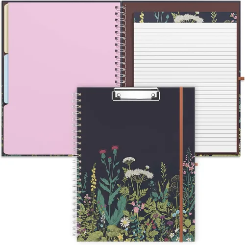 Miniatura 14 de Rimilak Spiral Clipboard Folio with Refillable Lined Notepad, 14.5 x 9.8 In, Hardcover Cover with 5 Interior Pockets, Elastic Band and Pen Loop