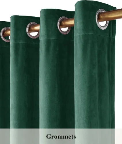 Miniatura 2 de StangH Cortinas de Terciopelo Verde Esmeralda de 96 Pulgadas - Cortinas Opacas de Terciopelo de Lujo Súper Suaves, Elegante Cobertura de Ventana