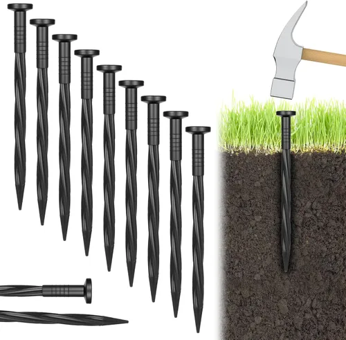 Paquete de 150 estacas de anclaje de plástico para paisaje, estacas de 6 pulgadas para barrera, bordes de pavimentación, césped artificial, cercado