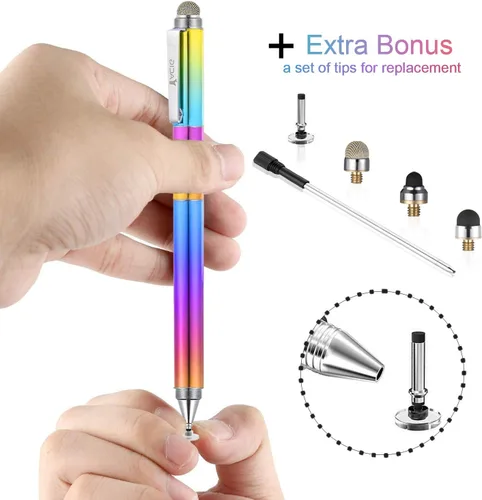 Miniatura 5 de Lápiz capacitivo, 4 en 1, pantalla táctil de alta sensibilidad y precisión, punta de disco transparente, punta de goma negra y punta de fibra