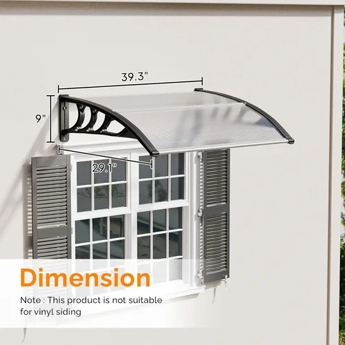 Miniatura 3 de VINGLI Toldo para Ventana Toldo para Puerta Exterior, 30" x 40" Toldos para Puertas Cubierta de Policarbonato Toldo para Puerta de Patio Protección