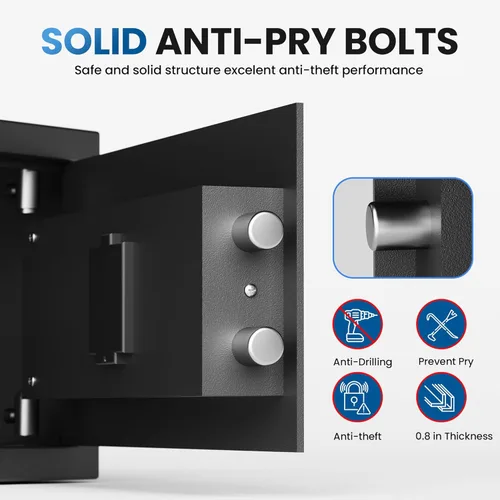 Miniatura 5 de Locksworth Caja fuerte para el hogar, 1.0 pies cúbicos, caja de seguridad para dinero, joyas, documentos y armas, caja fuerte digital de seguridad