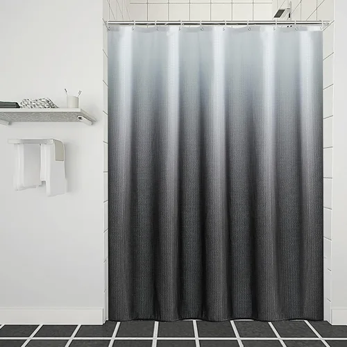 Furlinic Cortina de ducha negra de 60 x 72 pulgadas, cortinas de ducha de tela con peso ombré para baño, hotel, spa, lujo, juego de cortina de ducha