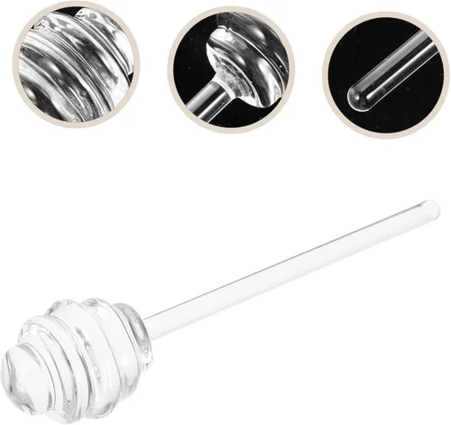 Miniatura 8 de CALLARON Varita de cristal para remoción de miel de 5.34 pulgadas, cuchara portátil para jarabe de mermelada, varita para agitar, tarro de miel Como