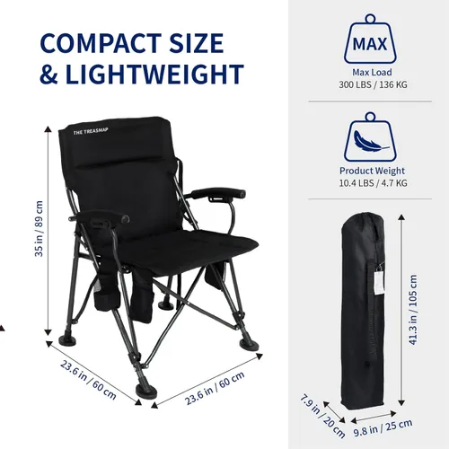 Miniatura 2 de Sillas de Camping con Calefacción Plegables para Adultos: Silla Plegable de Gran Tamaño para Exteriores con Portavasos - Silla Portátil