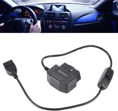 Miniatura 9 de Ejoyous Cable de alimentación OBD2, cable de alimentación USB Cable de carga 16Pin OBD2 Conector universal para coche GPS DVR Cámara