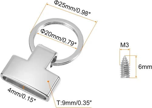 Miniatura 2 de uxcell Accesorios para llavero con llavero y anillo para bolso de mano para llavero de automóvil, cordón colgante Tono plateado