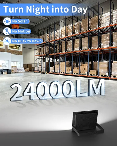Miniatura 5 de Luz de inundación LED de 200 W para exteriores con enchufe+cable de 10 pies, luz de seguridad súper brillante de 24000 lúmenes, luz de trabajo LED