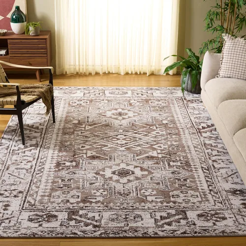 Miniatura 10 de SAFAVIEH Vintage Hamadan Collection Alfombra - 5'3" x 7'6", Rojo & Multi, Diseño tradicional persa, que no desprende pelusa y fácil de limpiar