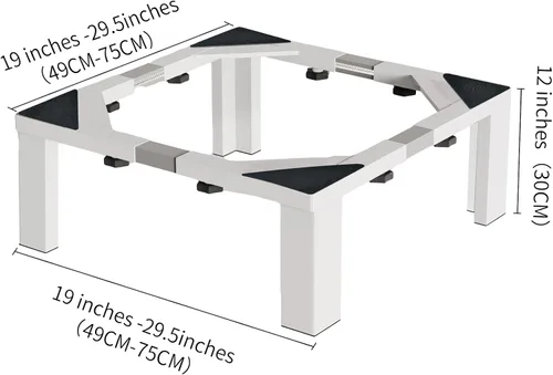 Miniatura 2 de Pedestal de lavandería de acero inoxidable resistente, soporte universal para lavadora y secadora de 12 pulgadas de altura para máquinas de carga