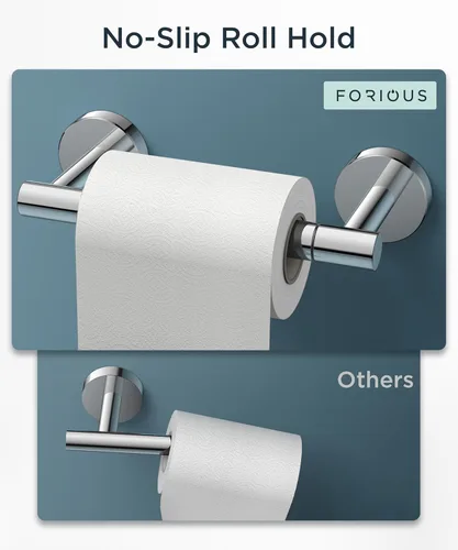 Miniatura 37 de FORIOUS Soporte de pared para papel higiénico, soporte de rollo de papel higiénico de doble poste giratorio de acero inoxidable para baño, Blanco
