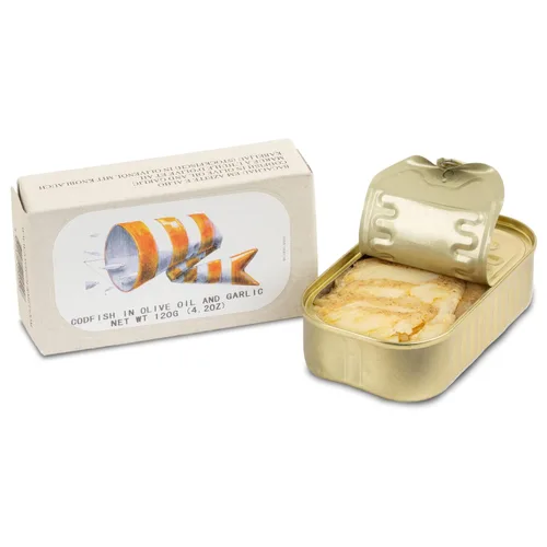 Bacalao en Aceite de Oliva y Ajo por Jose Gourmet, Bacalao portugués capturado silvestre, Bacalao enlatado en aceite de oliva, Omega 3, Comercio