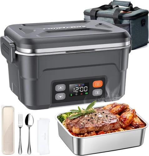 Miniatura 8 de EAST OAK Fiambrera eléctrica inalámbrica para adultos, lonchera calentada a pilas con calefacción automática, calentador de alimentos portátil