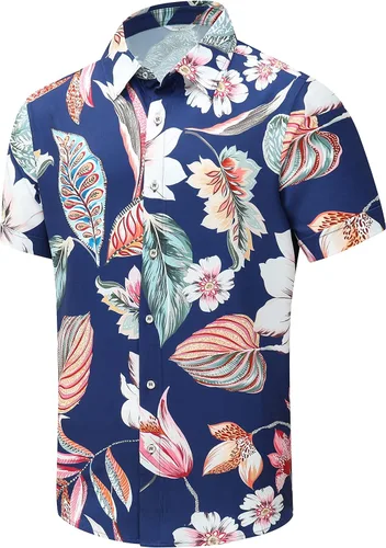 Miniatura 62 de SheLucki - Camisa hawaiana para hombre, unisex, de manga corta, con botones, para la playa y el verano, ropa casual estampada con sombra de palmas