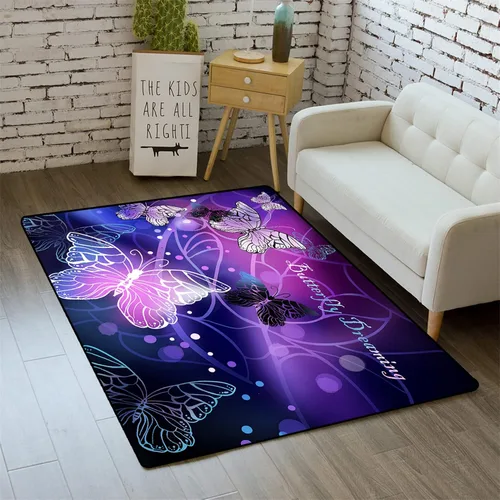 Miniatura 23 de Alfombra de gatos de dibujos animados para niñas, bonita decoración de habitación de niños, alfombra con temática de animales azules, alfombra ultra