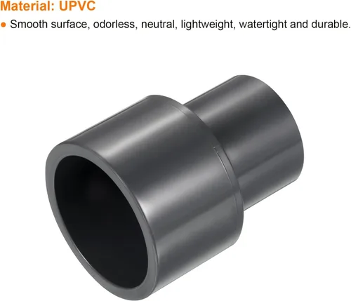 Miniatura 4 de PATIKIL UPVC Reductor de tubería de montaje de 1-1/2 "x 1" Socket Schedule 80, conector adaptador de acoplamiento recto, gris