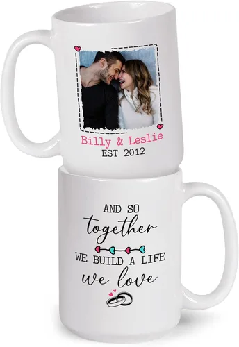 Miniatura 15 de A True Love Story Never Ever Taza, regalos de boda, regalos de pareja con foto personalizada para él y ella, taza de café con imagen de pareja, taza