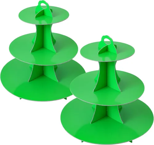 Miniatura 39 de Soleebee Soporte redondo de 3 niveles para cupcakes, torre de cartón para cupcakes, torre de soporte para pasteles de postre para decoración