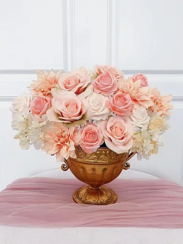 Miniatura 195 de FACINOC Ramos de Rosas Artificiales Naranjas, Juego de Caja de Flores Artificiales con Tallos para DIY, Bodas, Despedidas de Soltera, Decoraciones