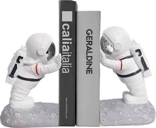 Soporte para sujetalibros, sujetalibros de astronauta con temática del espacio exterior, figura de astronauta, topes decorativos para libros para