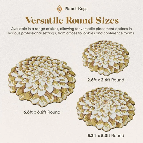 Miniatura 4 de Alfombra redonda de 2 pies con forma de flor, bonita alfombra de felpa con forma de flor, para dormitorio, suelo, sala de estar, alfombra 303 beige