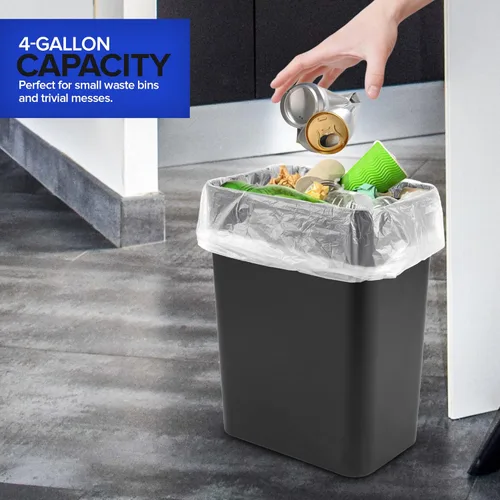 Miniatura 6 de Stock Your Home Bolsas de basura pequeñas sin perfume de 4 galones, 200 unidades, 12.7 micras de grosor, sello de estrella a prueba de fugas, caja