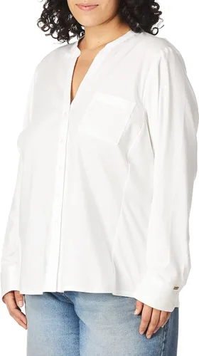 Miniatura 2 de Calvin Klein Camisa combinada de punto sin hierro para mujer de talla grande, Blanco