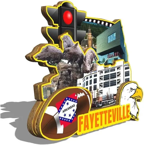 Miniatura 2 de Fayetteville Arkansas USA - Imán de madera para nevera 3D, monumentos coleccionables de viaje, hechos a mano, 2