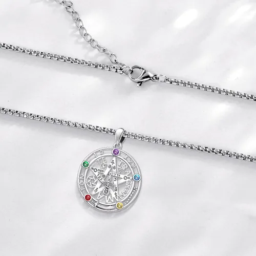 Miniatura 62 de Collar de pentagrama de plata de ley con triple luna, diosa celta, nudo celta, nudo de brujas, Ankh, sol y luna, Hécate, lilith, Santa Muerte