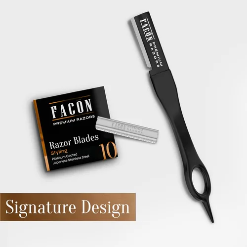 Miniatura 8 de Facón - Navaja de afeitar para barba para hombres - Herramienta profesional para moldear la barba, kit de aseo con 11 hojas de repuesto, moldeador