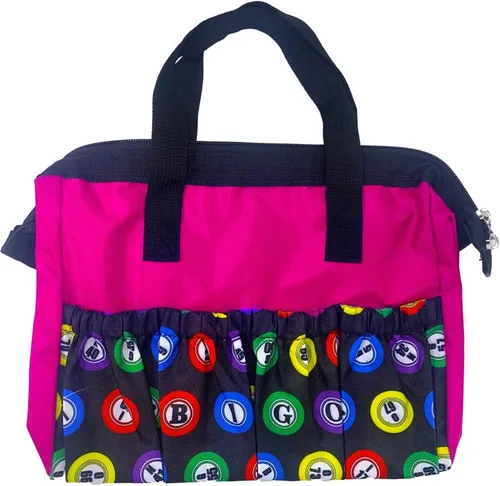 Miniatura 8 de Bolsas de bingo Dauber con 8 bolsillos, bolsa de bingo de gran capacidad, estuche de transporte de viaje con cremallera, bolsa de maquillaje