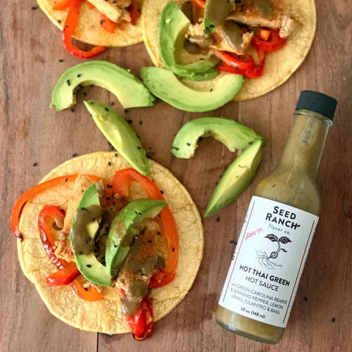 Miniatura 5 de Seed Ranch - Salsa tailandesa caliente, paquete de 3 – picante – Pimienta verde Carolina Reaper, salsa picante gourmet orgánica – Vegana, sin OMG