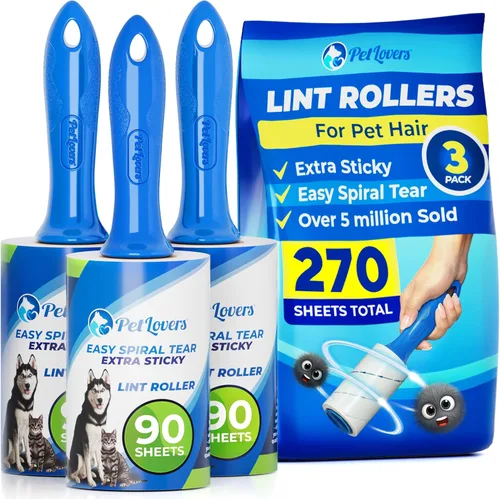 Miniatura 15 de PetLovers Juego de Rodillos Quitapelusas Extra Adhesivos de Gran Valor 450 Hojas para la Eliminación de Pelo de Mascotas y Ropa, Removedor de Pelusa