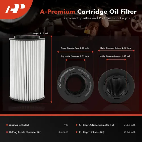 Miniatura 2 de A-Premium Filtro de aceite de protección mejorada de 20 mil millas compatible con modelos Hyundai y Kia - Sonata, Sorento, Santa Fe, Sedona, Azera