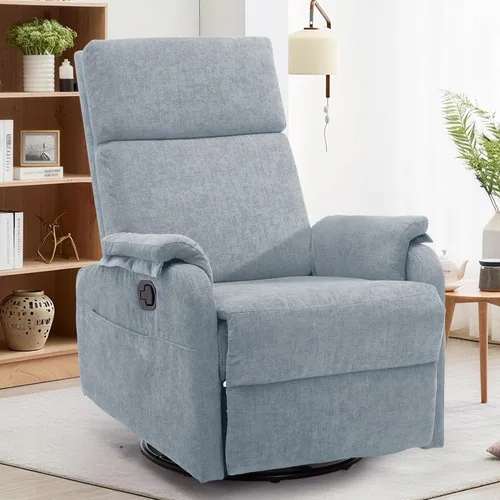 Miniatura 13 de Sillas reclinables Korser, Silla reclinable giratoria para adultos, Silla mecedora Glider, Silla reclinable pequeña para guardería para sala de Beige
