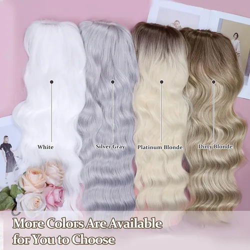 Miniatura 6 de NAYOO Pelucas marrones con flequillo para mujer, pelucas de cabello largo y ondulado, resistentes al calor, pelucas de fibra sintética para uso