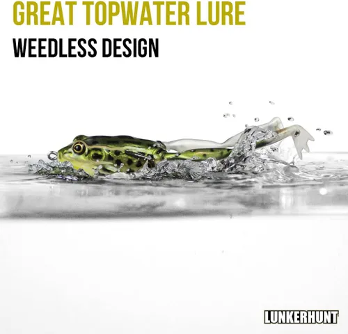Miniatura 3 de Lunkerhunt - Señuelo de Pesca Rana Lunker Señuelo de Rana Topwater Realista Galardonado para Pesca de Lubina, Trucha y Lucio Carnada para Peces