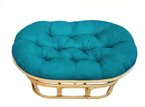 Cojín doble Papasan, extra felpa (marco no incluido) (azul aguamarina sarga), 67 pulgadas x 47 pulgadas x 9 pulgadas de grosor