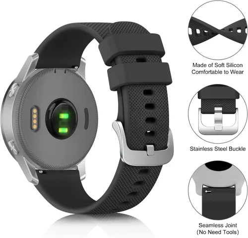Miniatura 2 de Paquete de 4 correas de silicona de 0.709 in para Garmin Venu 3S / Vivoactive 4S / Venu 2S / Vivomove 3S, correas de repuesto deportivas suaves