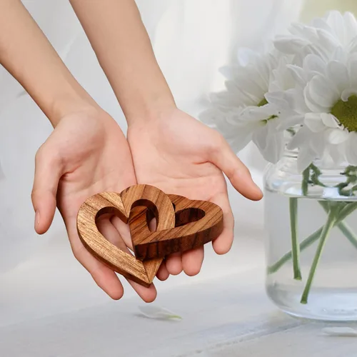 Miniatura 2 de Lightzz Regalos románticos de corazón para el día de San Valentín para ella, forma de corazones de madera hechos a mano para pareja, esposa, marido