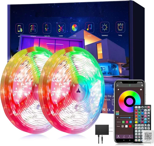 Miniatura 8 de Ledagic Luces LED RGB de 150 pies para dormitorio, sincronización de música, tira de luces LED RGB con aplicación y control remoto, luces LED