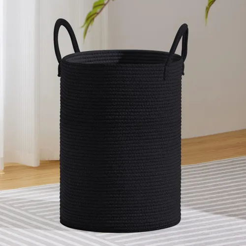 Miniatura 42 de VIPOSCO Cesta de lavandería grande, cesta de almacenamiento de cuerda tejida alta para mantas, juguetes, ropa sucia en la sala de estar, baño, Rayas