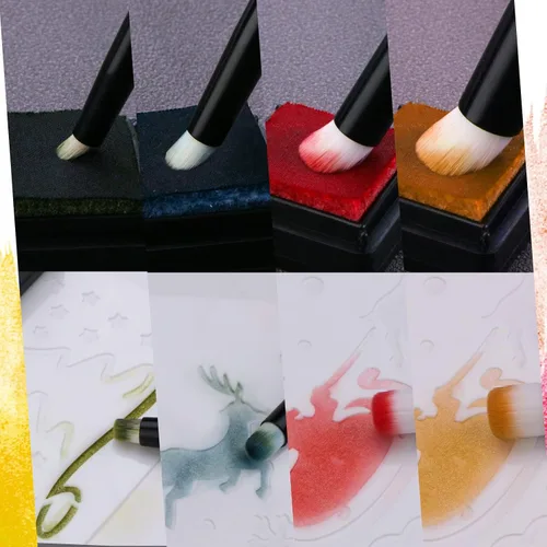 Miniatura 4 de UNIMEIX Mini pinceles de mezcla para hacer tarjetas, juego de pintura en miniatura seca para fondo, pinceles de pintura para mezclar pequeños