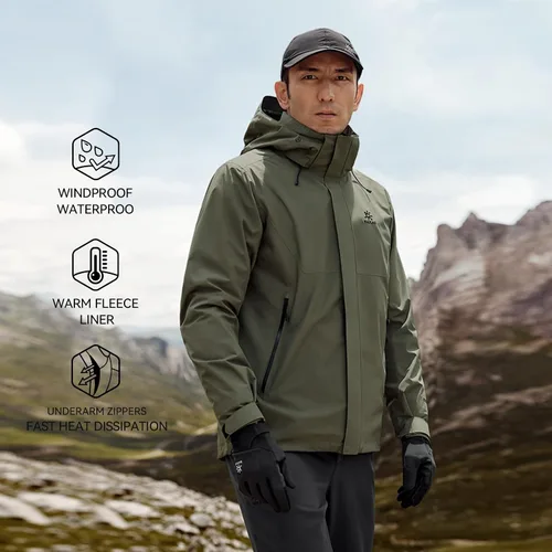 Miniatura 2 de KAILAS Chaqueta de esquí para hombre, abrigo de invierno impermeable 3 en 1, chaqueta de esquí resistente al viento, chaqueta de nieve acolchada