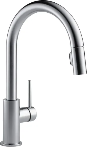 Delta Faucet Trinsic - Grifo de cocina de níquel cepillado, grifos de cocina con rociador extraíble, grifo para fregadero de cocina con acoplamiento