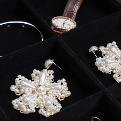 Miniatura 3 de Wuligirl - Bandeja organizadora de anillos con 100 ranuras y tapa transparente, organizador apilable de joyas como aretes, collares y anillos