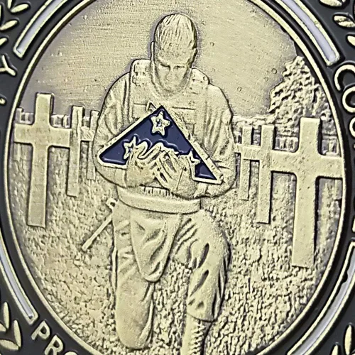 Miniatura 4 de AtSKnSK Moneda de Desafío Militar de EE. UU. Moneda de Veterano - Apoyar la Bandera, Arrodillarse por los Caídos