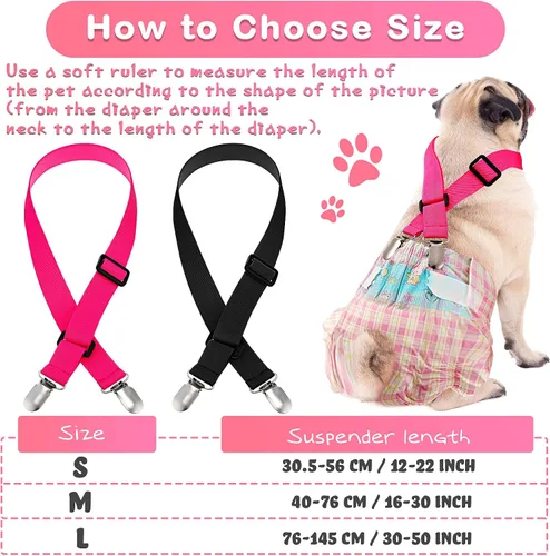 Miniatura 4 de Nuanchu 2 piezas de tirantes para perro para pañales hembra, macho, pañal con tirantes para el vientre canino, arnés en tu mascota, falda y vestido