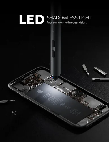 Miniatura 3 de iFu Mini destornillador eléctrico, juego de destornilladores de precisión 42 en 1 - Pequeño destornillador eléctrico inalámbrico con luz LED y 37