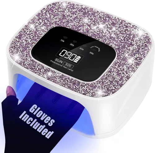 Secadores de lámpara de uñas LED UV, inalámbrico, 168 W, luz UV de diamante para esmalte de uñas de gel, lámpara de gel de construcción de poliéster